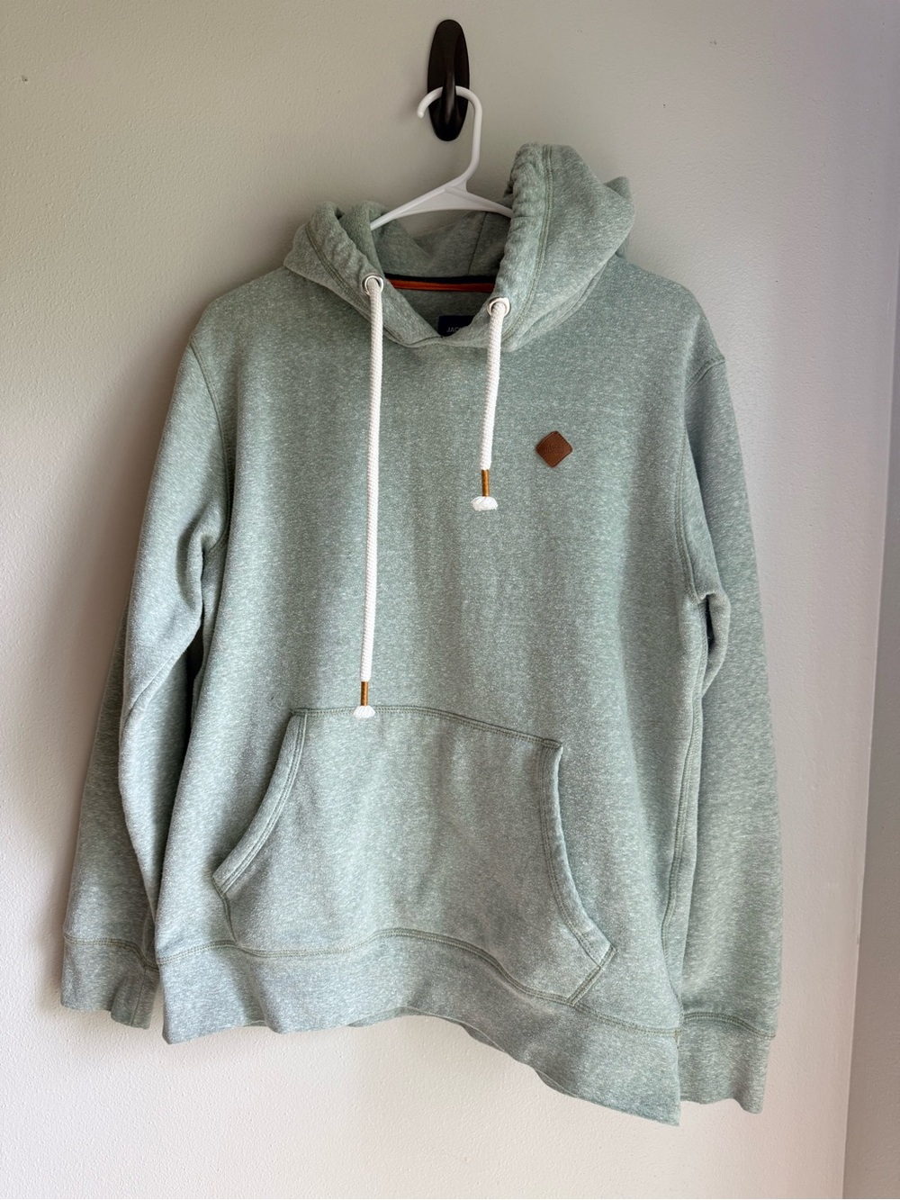 Jack & Jones Sage Green Hooded Pullover with White Drawstrings